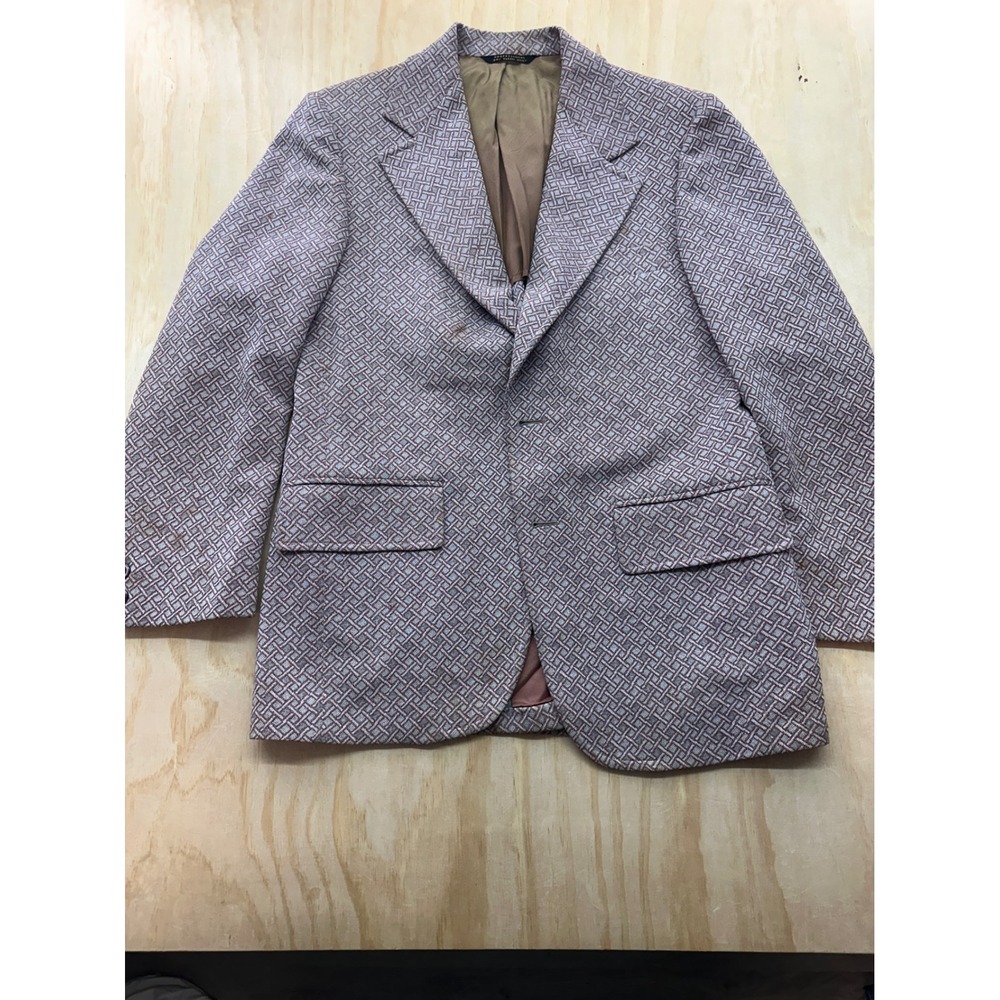 Vintage Fieldshire Stern & Field Mens Geometric Knit Blazer‎ Sport Coat Burgundy